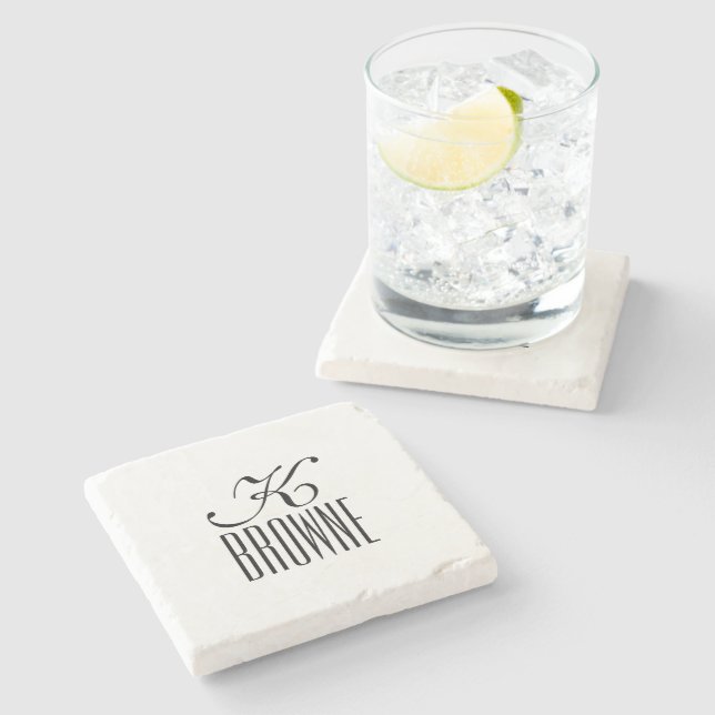 Monogram | Personlig svart-vit design | Stenunderlägg (Sidan)