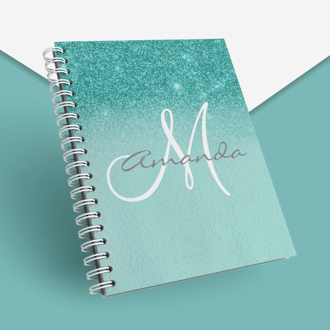 Monogram Personlig Turcos Ombre Gift Anteckningsbok (Skapare uppladdad)