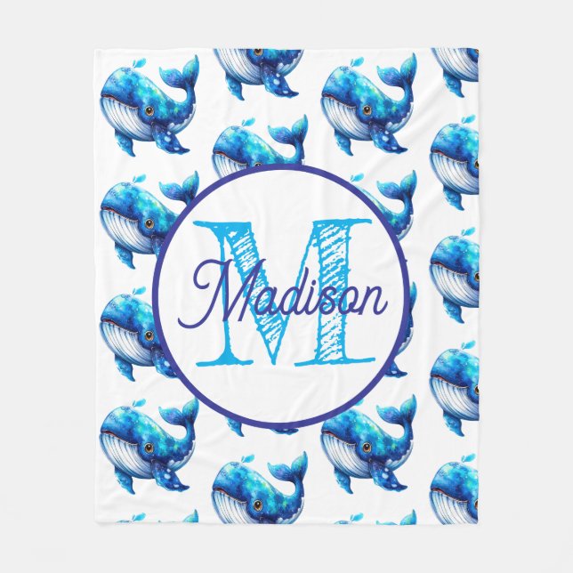 Monogram personlig valfisk filt filt (Framsidan)