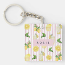 Monogram Personlig Watercolor Lemons Lemonade
