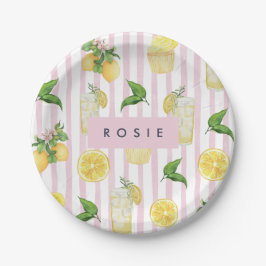 Monogram Personlig Watercolor Lemons Lemonade