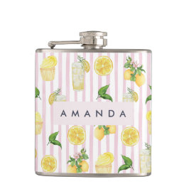 Monogram Personlig Watercolor Lemons Lemonade Fickplunta