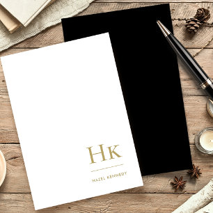 Monogram Personligen Black Guld Classic Elegant Brevpapper