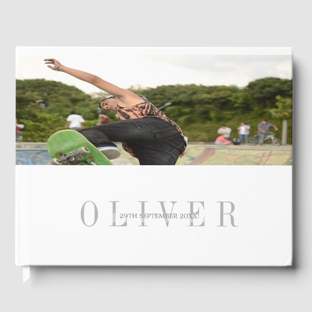 Monogram personligt fotoModern Pub Mitzvah Gästböcker (Framsida)