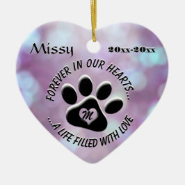 Monogram Pet Memorial Heart Julgransprydnad Keramik