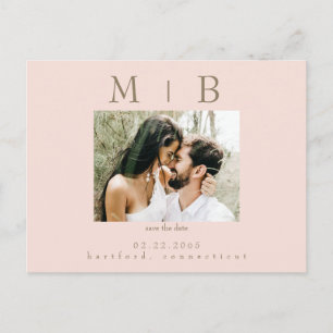 Monogram Photo Bröllop spara datum Vykort