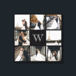 Monogram Photo Collage Black Gräns Canvastryck<br><div class="desc">Få den här monogrammade designen med 8 av dina favoritfoton på den. Det har en ställe för dig att lägga till ditt första. Detta är underbart för foton från bröllop,  baby och familjefoller.</div>