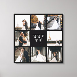 Monogram Photo Collage Black Gräns Canvastryck