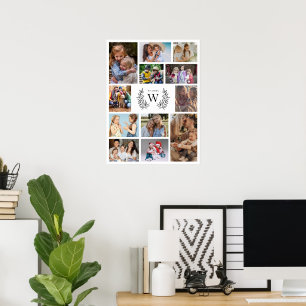 Monogram Photo Collage Family Poster