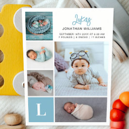 Monogram Photo Collage Pojke Birth Meddelande