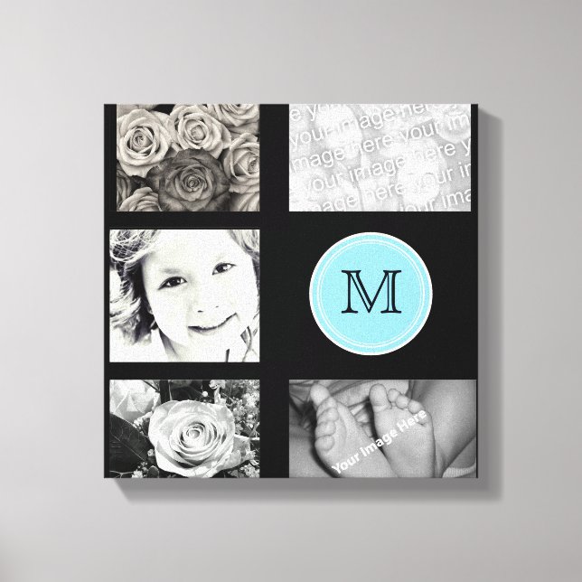Monogram Photo Collage Wrapped Canvas (Framsida)