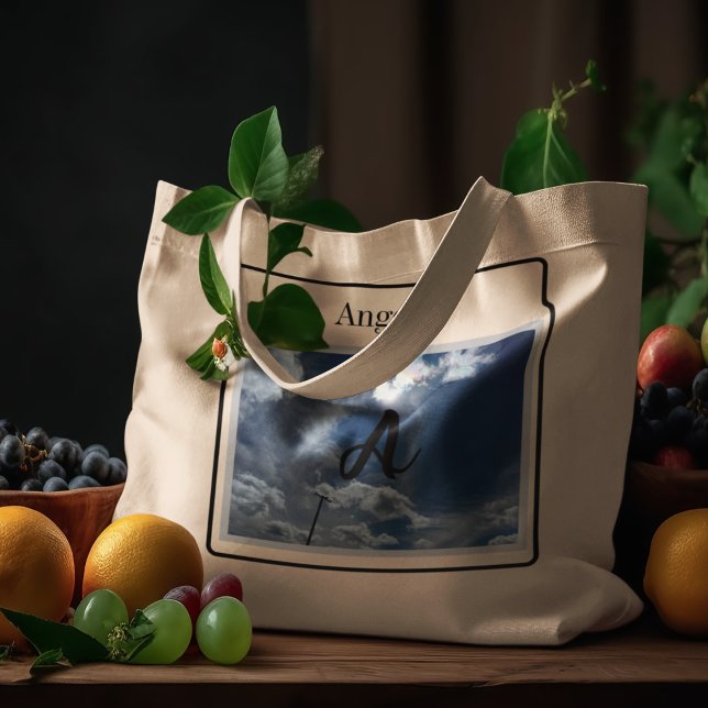 Monogram Photo Light blue cloudy Himlar med Sundog Jumbo Tygkasse (Skapare uppladdad)