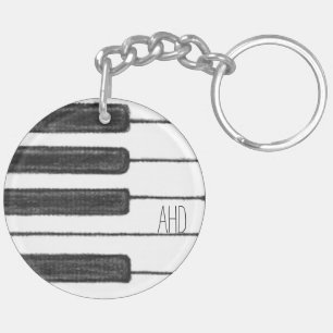 Monogram Piano Nycklar Black and White Keychain