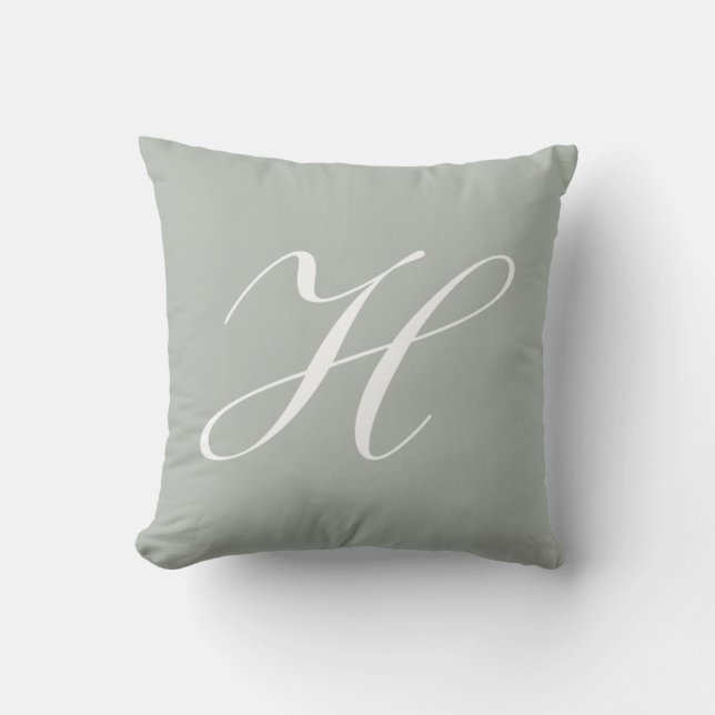 Monogram Pillow för Brev H-Grått Kudde (Framsida)