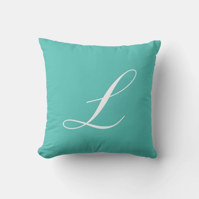 Monogram Pillow för Brev L-turkos Kudde (Framsida)