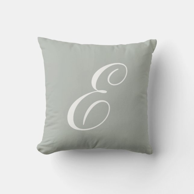 Monogram Pillow för Grått Brev E Silver Kudde (Framsida)