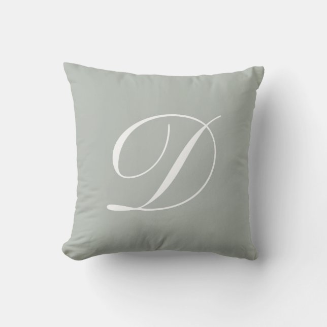 Monogram Pillow för Grått Brev Kudde (Framsida)
