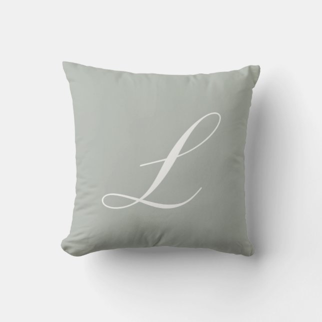 Monogram Pillow för Gråttet Brev L Silver Kudde (Framsida)