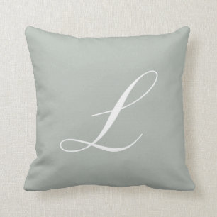 Monogram Pillow för Gråttet Brev L Silver Kudde