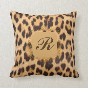 Monogram Pillow - Leopard Skriv ut Kudde
