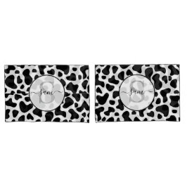 Monogram Pillowcase, Cow Black White-plåster