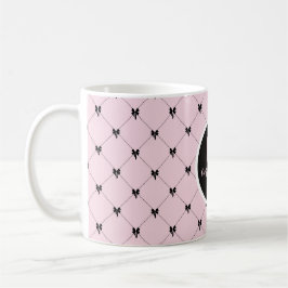 Monogram Pink & Black Bow Script Mug Kaffemugg