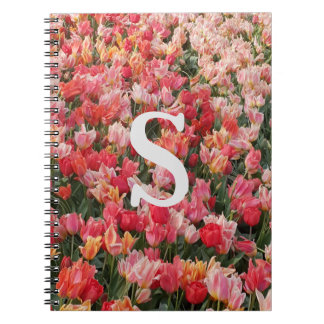 Monogram Pink Tulip Flower iPhone Case Anteckningsbok