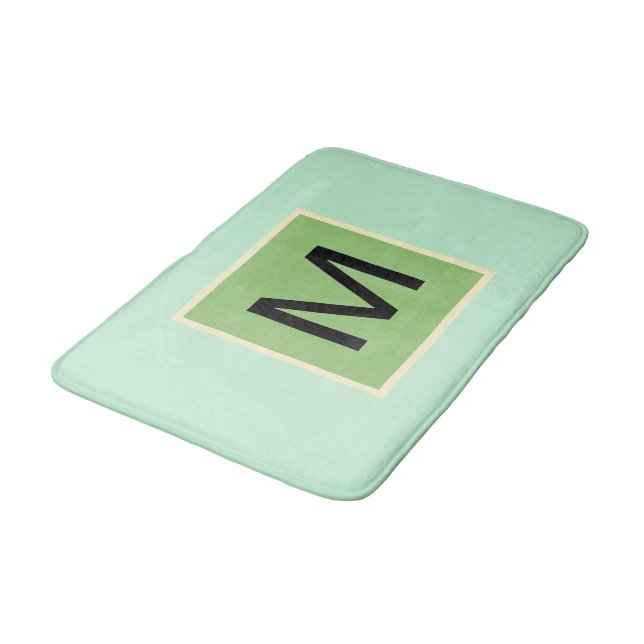 Monogram Pistachio Grönt Ice Cream Färg Badrumsmatta (Vinklad)