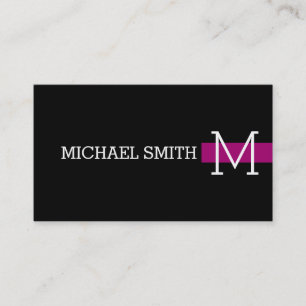 Monogram Plain Black Modern Vänd Visitkort