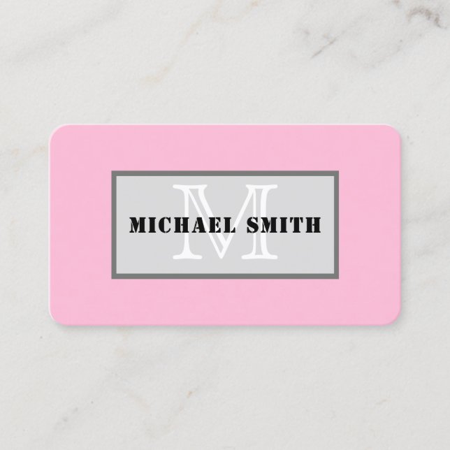 Monogram Plain Cotton Candy Background Visitkort (Framsida)