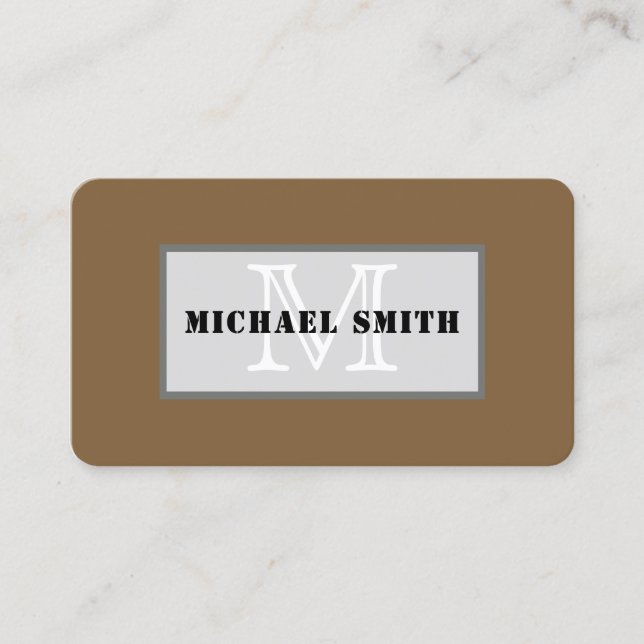 Monogram Plain Coyote Brown Background Visitkort (Framsida)