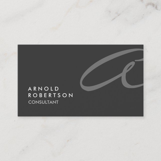 Monogram Plain Grått Trendig Affärskort Visitkort (Framsida)