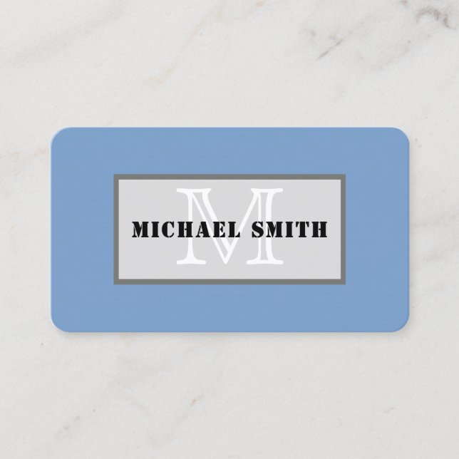 Monogram Plain Mörk Pastel Blue - bakgrund Visitkort (Framsida)
