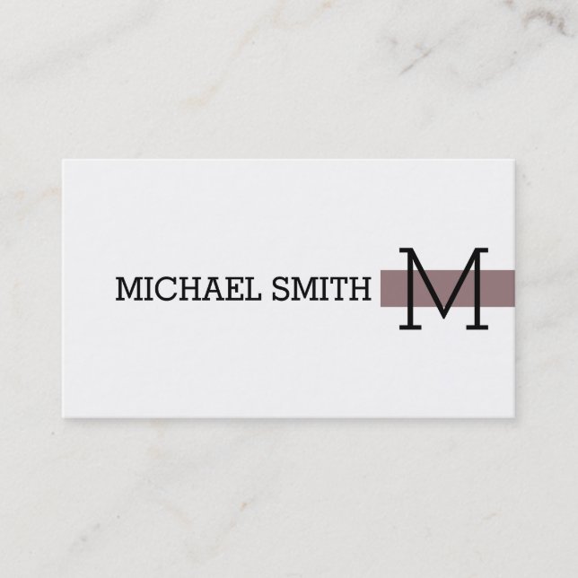 Monogram Plain White Modern Bazaar Visitkort (Framsida)