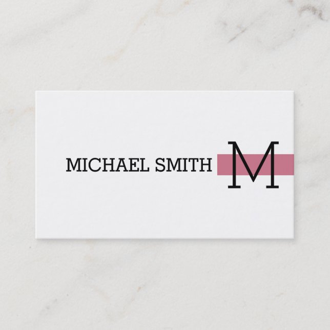 Monogram Plain White Modern Charm Visitkort (Framsida)