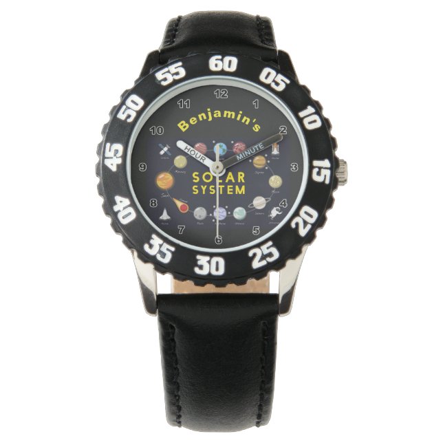 Monogram Planets Astronaut Coola för barnsolsystem Armbandsur (Framsida)