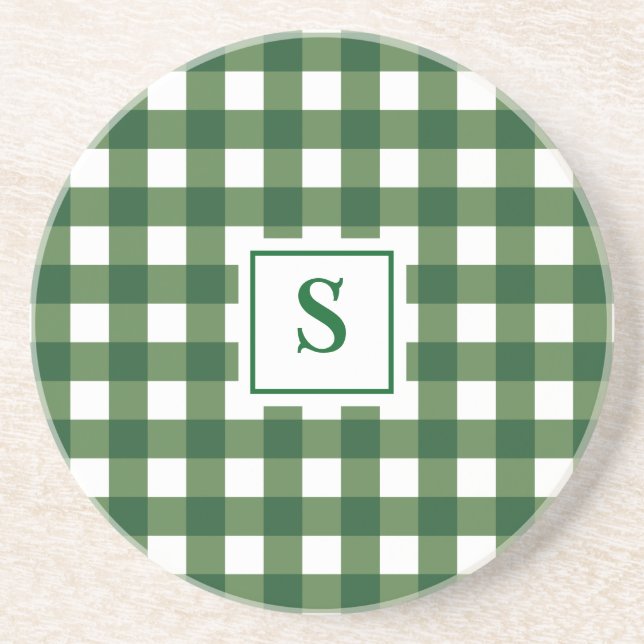 Monogram Play Gingham Sandstone Underlägg (Framsidan)