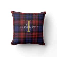 Monogram Play Namn Red Lila Rustic Tartan