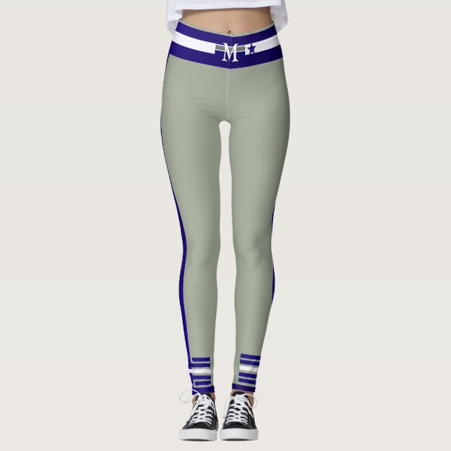 Monogram Playball Star-samling-Blue/White/Grått Leggings (Framsida)
