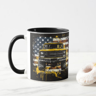 Monogram Plocka Up Lastbil Flagga Grunge Mugg