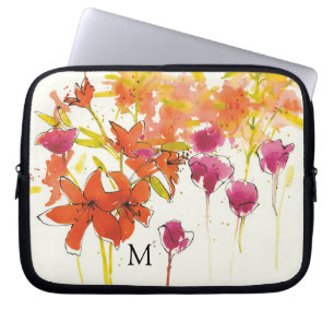 Monogram plommonet av liten pastej laptop fodral