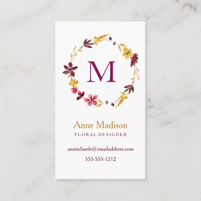 Monogram Plötslig blomning Visitkort (Framsida)