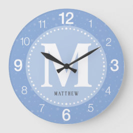 Monogram Pojke Blue Nursery Stor Klocka