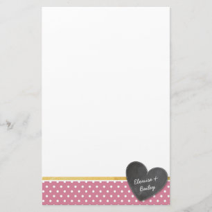 MONOGRAM Polka dot chalkboard rosa ro Brevpapper