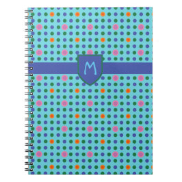 Monogram Polka dots Anpassningsbar bärbar dator el Anteckningsbok Med Spiral