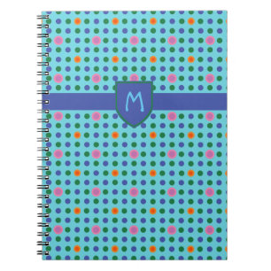 Monogram Polka dots Anpassningsbar bärbar dator el Anteckningsbok Med Spiral