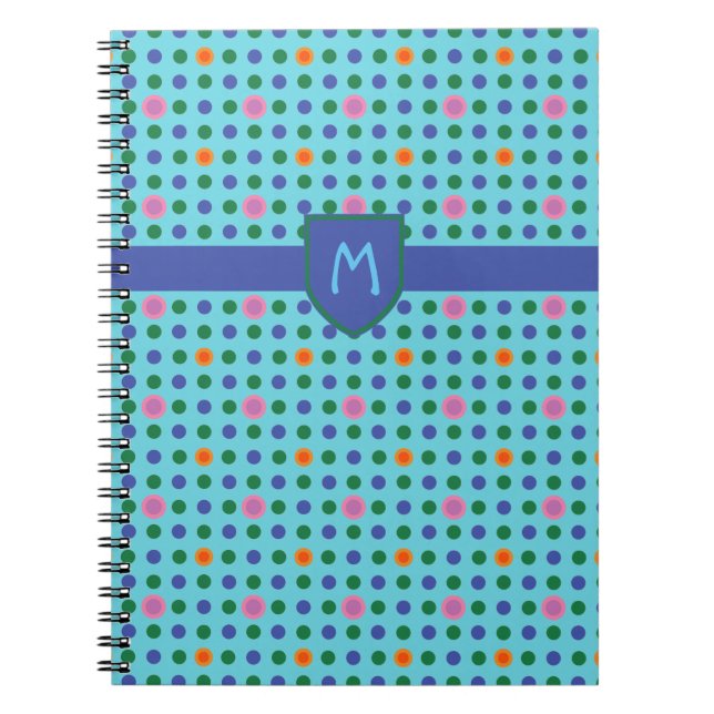 Monogram Polka dots Anpassningsbar bärbar dator el Anteckningsbok Med Spiral (Framsidan)