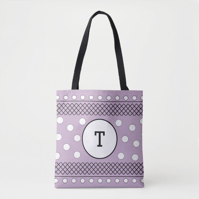 Monogram Polka dots Pastel Lila Tygkasse (Framsida)