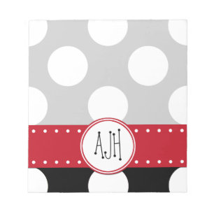 Monogram - polka dots, pruckit mönster - svart anteckningsblock