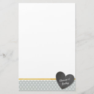 MONOGRAM polka prick chalkboard-blek grått Brevpapper